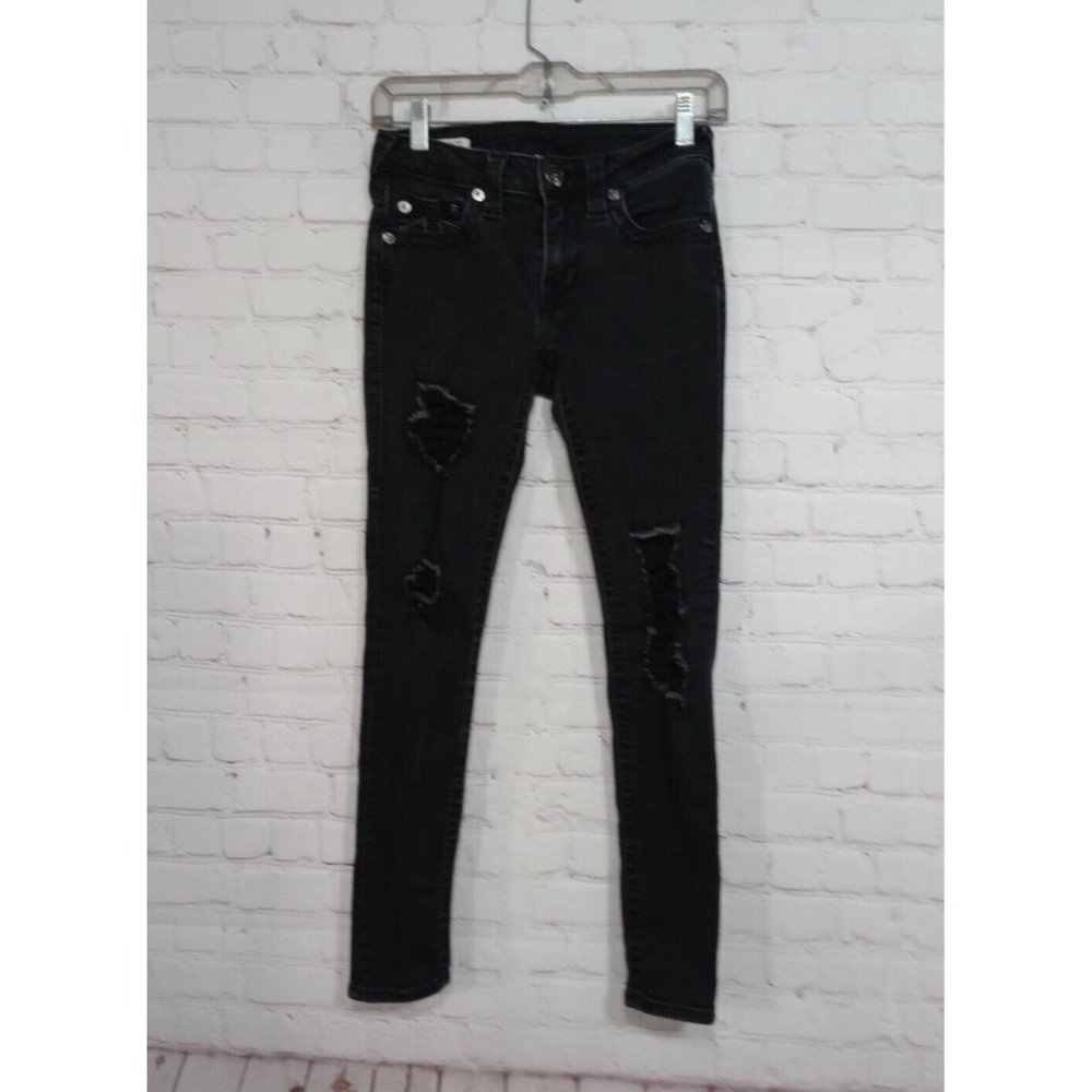 True Religion Jennie Curvy Womens Mid Rise Skinny Stretch Black Jeans Size 27